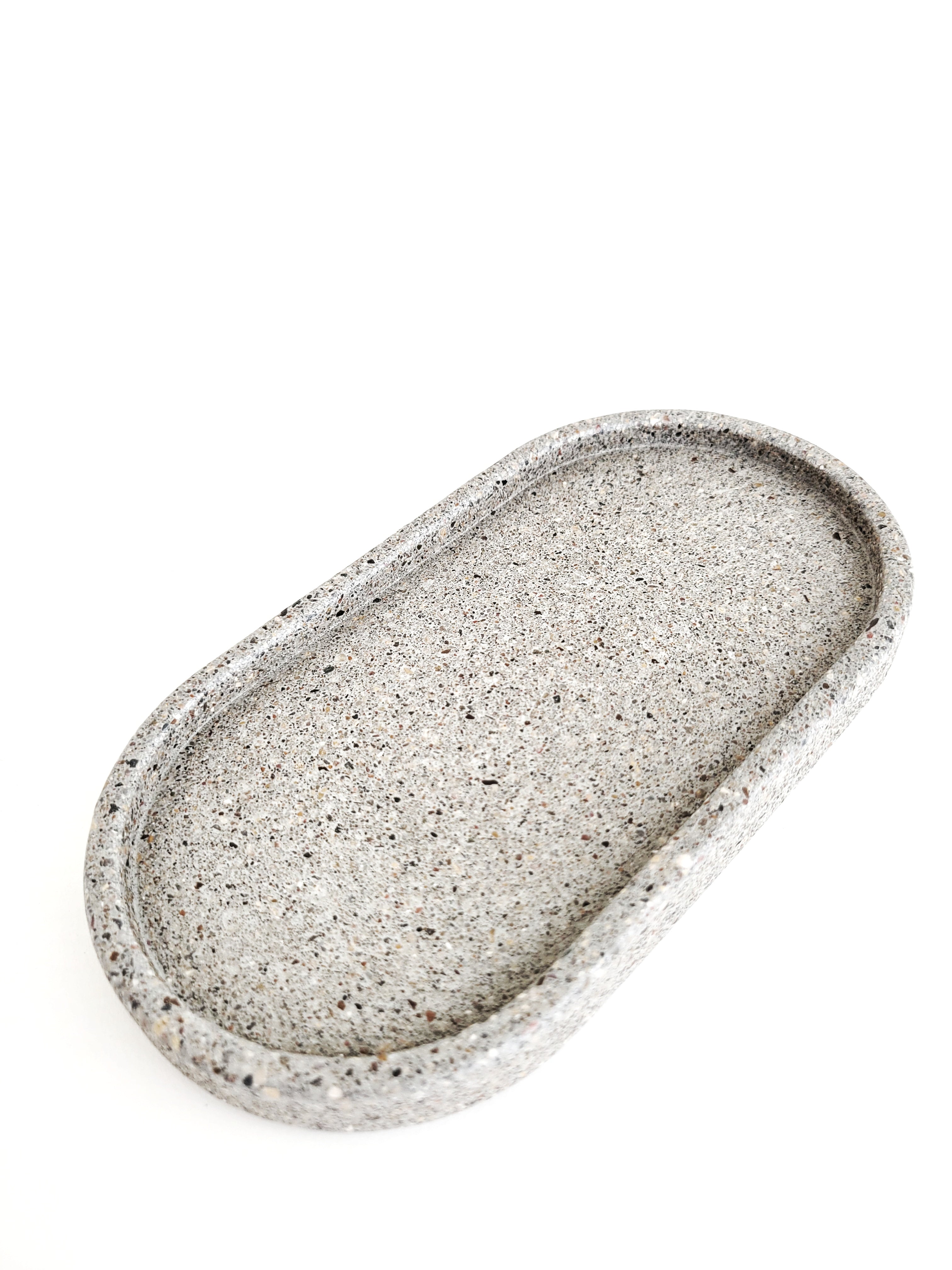 Grey Sandstone Tray for Soap Dispenser/Hand Sanitizer Bottle - Sleek Bathroom Organizer Accessory