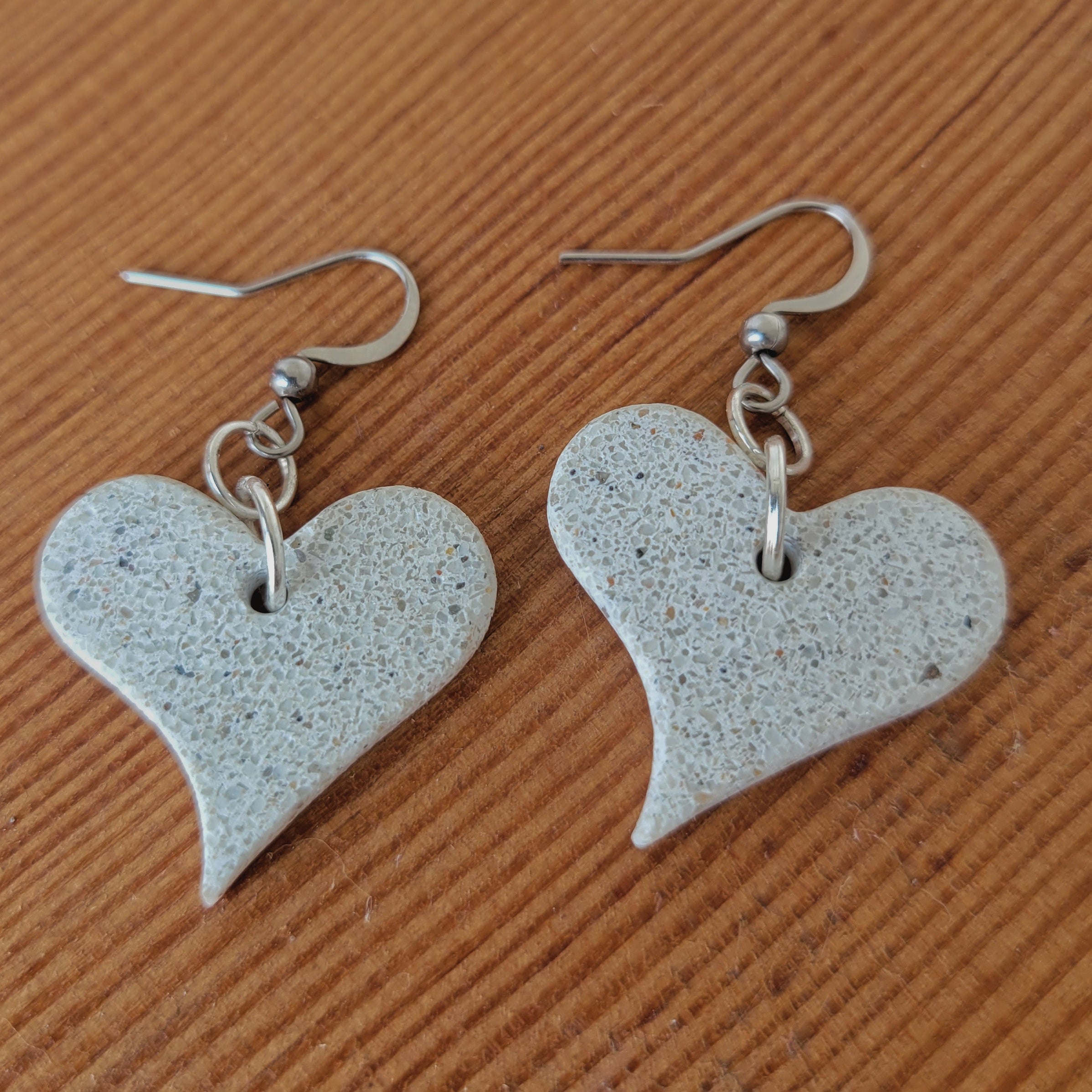 Sparkling White Sandstone Earrings with Pointed Tips, Silver Rings, and 316 Stainless Steel Hooks - Elegant Jewelry Pair side by side