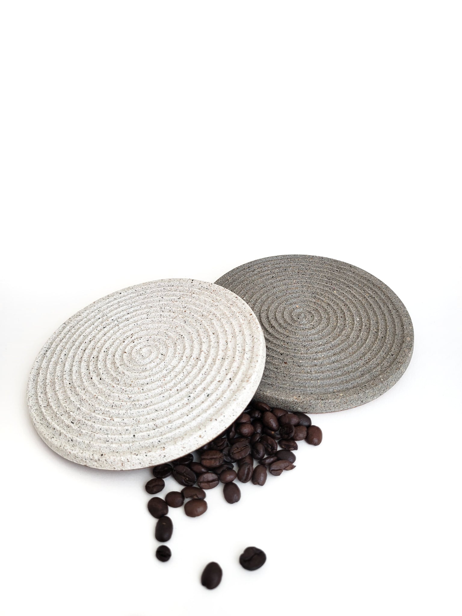 "Happy Hazel" Spiral Extra Large White Sandstone Large Coffee Mug Coaster set