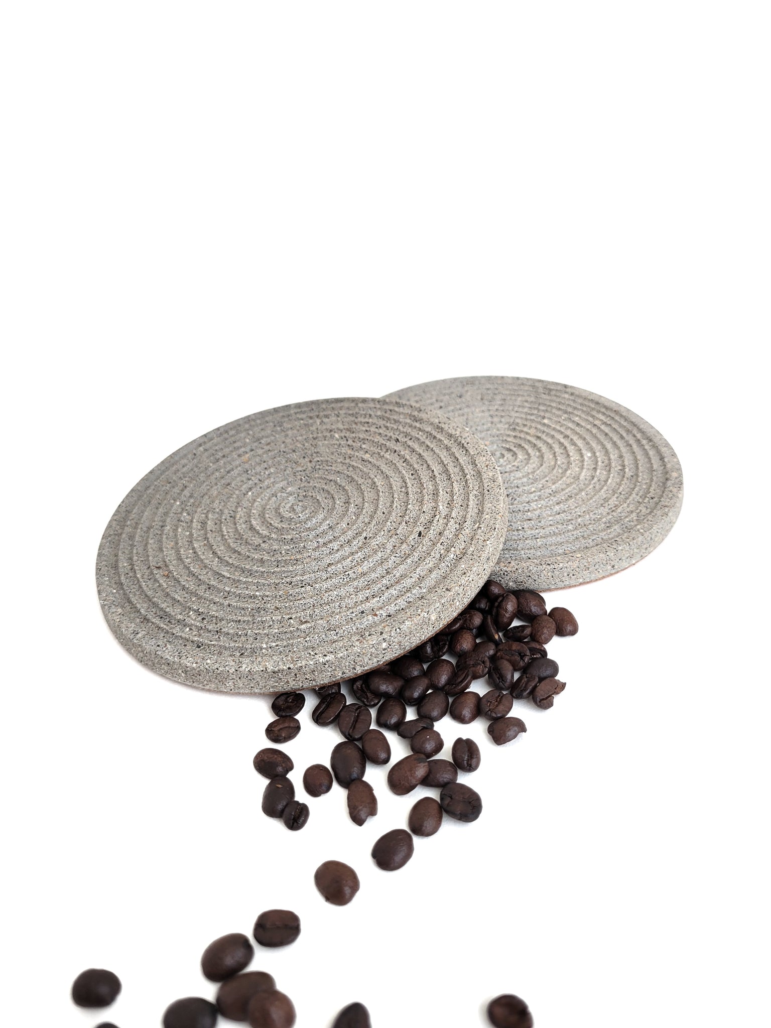 "Big Joe" Spiral Extra Big Grey Sandstone Large Coffee Mug Coaster set