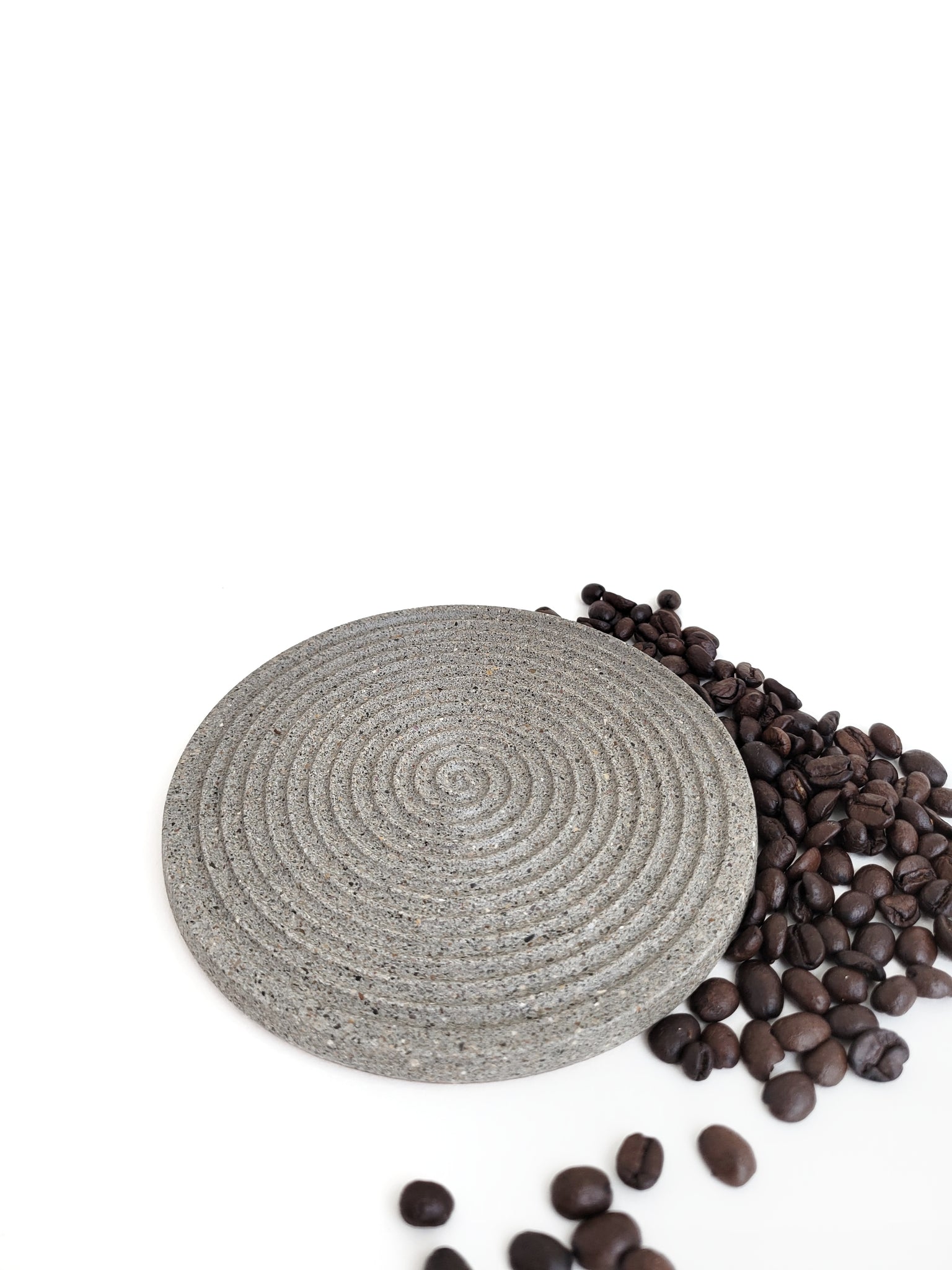"Big Joe" Spiral Extra Big Grey Sandstone Large Coffee Mug Coaster set