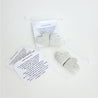 Two Gifts of gratitude, two stone hearts with two notes inside a translucent silver baggie. Another set of stone hearts and note is displayed below removed from the baggie.