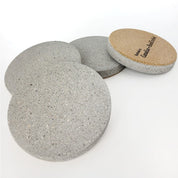 Canadian HandCrafted grey sandstone beverage coasters, set of 4 with cork backing, crafted in Winnipeg, Manitoba, Canada