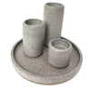 Grey stone tealight candle holder set and round grey stone tray.