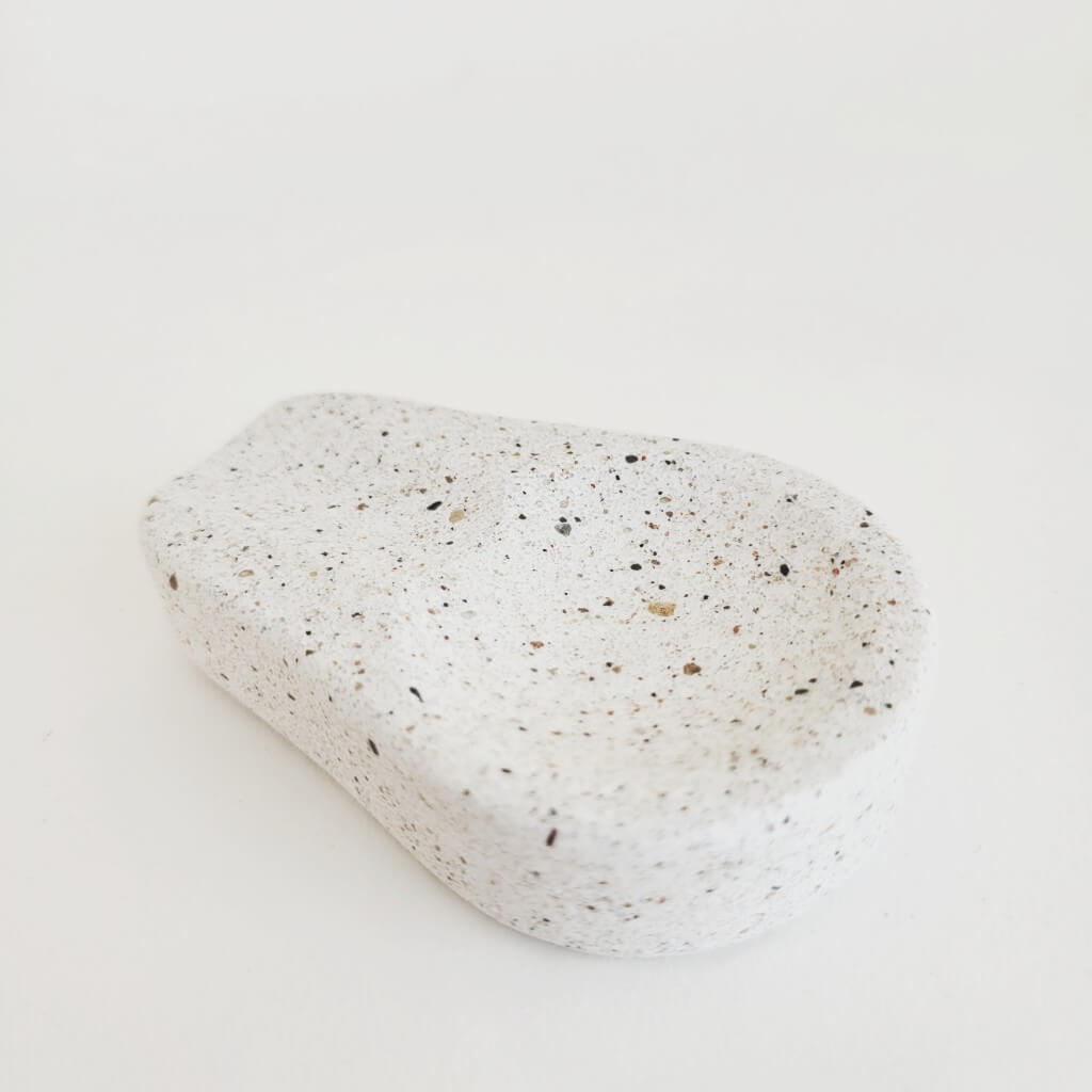 White sandstone spoon rest, terrazzo stone. 